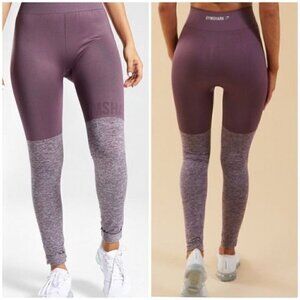 Gymshark Two Tone Seamless Leggings Purple Heathered with Logo High Rise